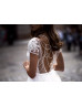Cap Sleeves Beaded Ivory Lace Tulle Sparkly Wedding Dress